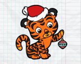 Dibujo Tigre navideño pintado por 14daniela9