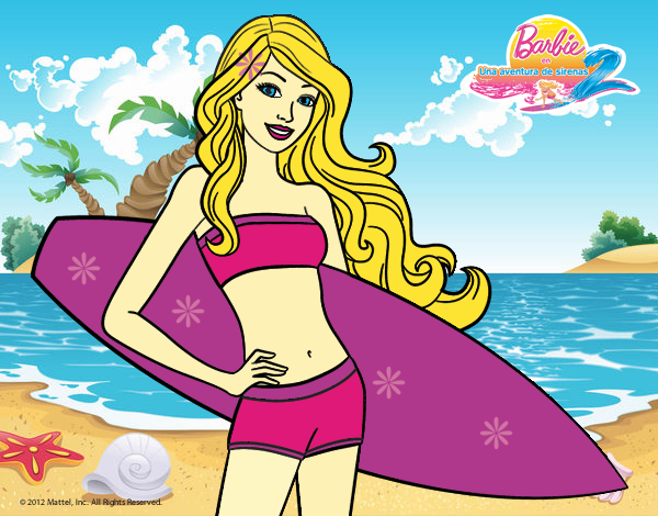 Barbie con tabla de surf