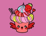 Cupcake kawaii con fresa