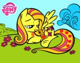 Fluttershy con un conejito