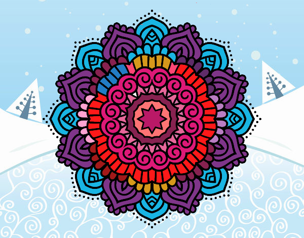 Dibujo Mandala estrella decorada pintado por carameril
