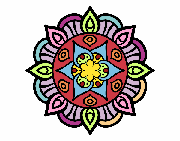 Dibujo Mandala vida vegetal pintado por carameril