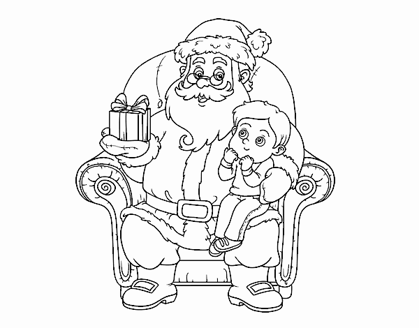 Papá Noel y niño en Navidad