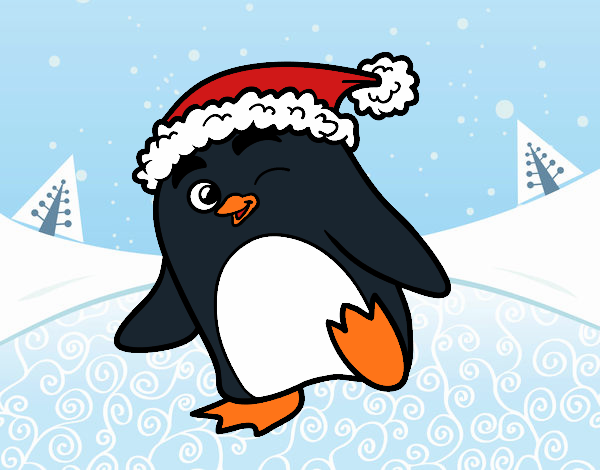 Pingüino con gorro de Navidad