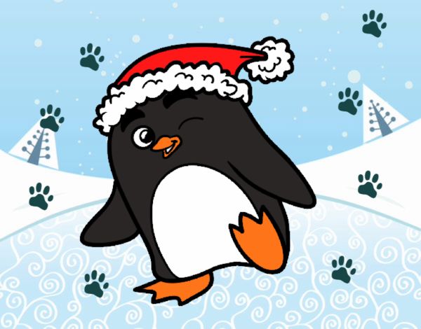 Pingüino con gorro de Navidad