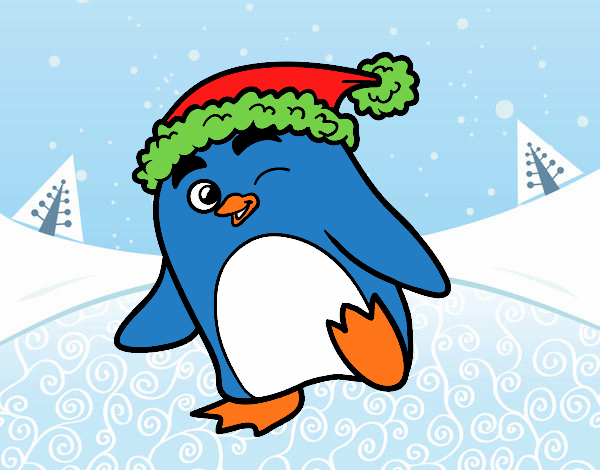 Pingüino con gorro de Navidad