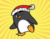 Pingüino con gorro de Navidad