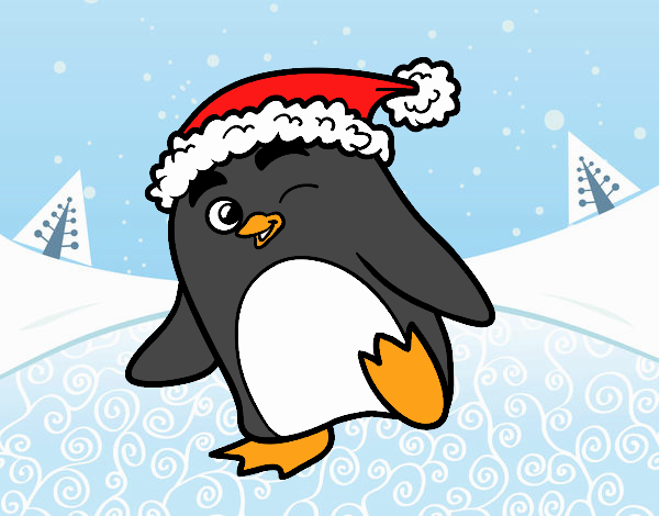 Pingüino con gorro de Navidad