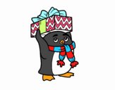 Pingüino con regalo de Navidad