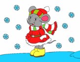 Ratita abrigada en Navidad