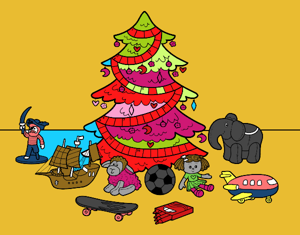 Árbol de Navidad y juguetes