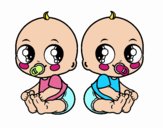 Dibujo Bebés gemelos pintado por Francesita