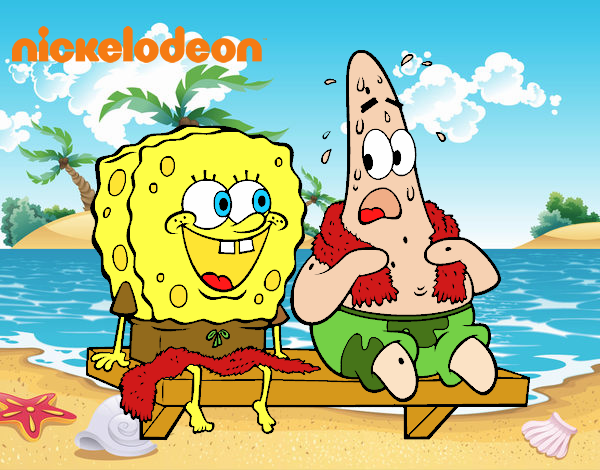 Bob Esponja y Patricio en bañador