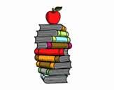 Libros y manzana