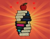 Libros y manzana