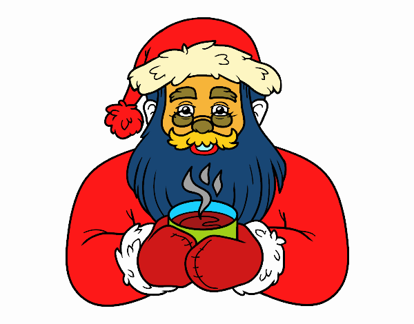 Papá Noel con taza de café