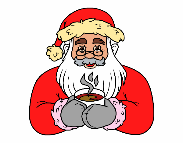 Papá Noel con taza de café