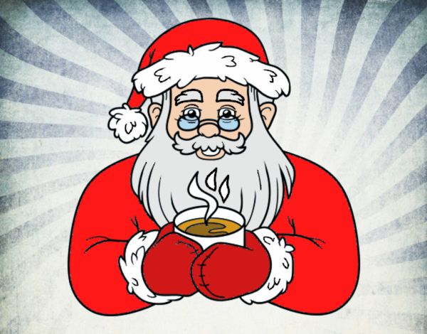 Papá Noel con taza de café