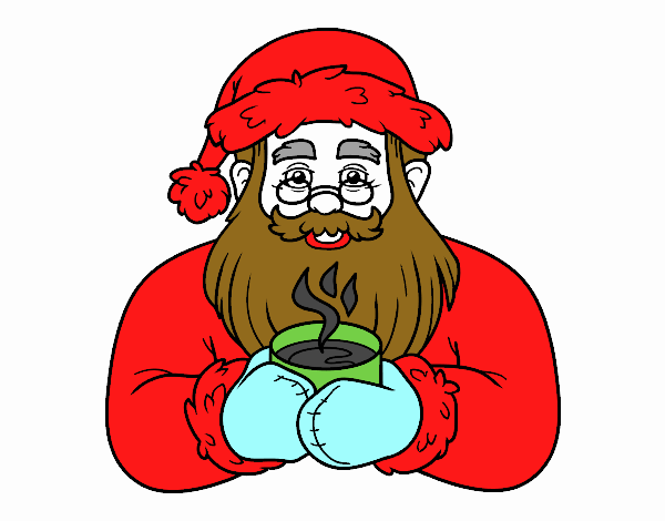 Papá Noel con taza de café