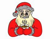 Papá Noel con taza de café