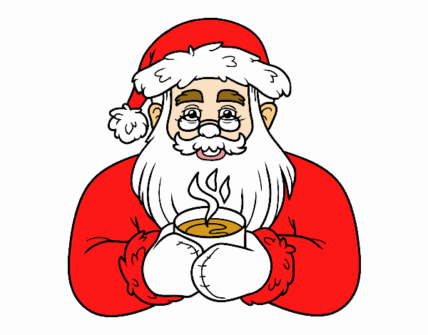 Papá Noel con taza de café