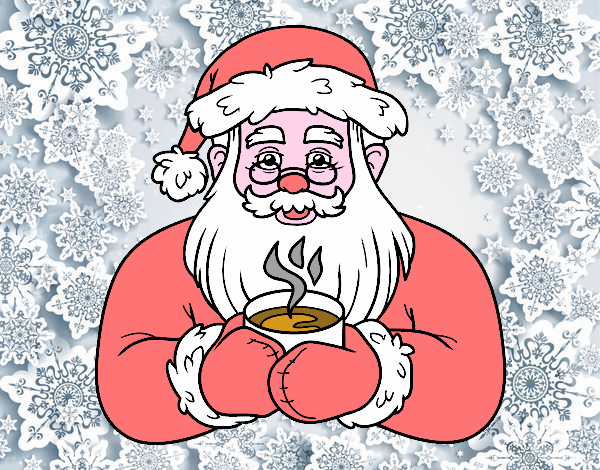 Papá Noel con taza de café