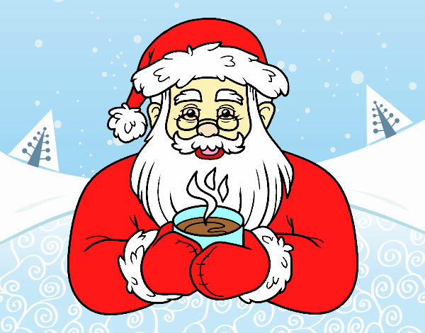 Papá Noel con taza de café