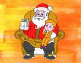 Papá Noel y niño en Navidad