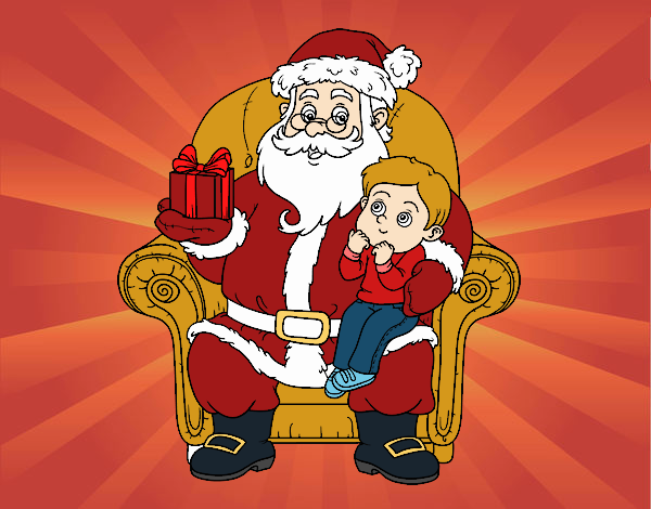 Papá Noel y niño en Navidad