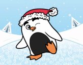 Pingüino con gorro de Navidad