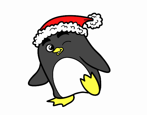 Pingüino con gorro de Navidad