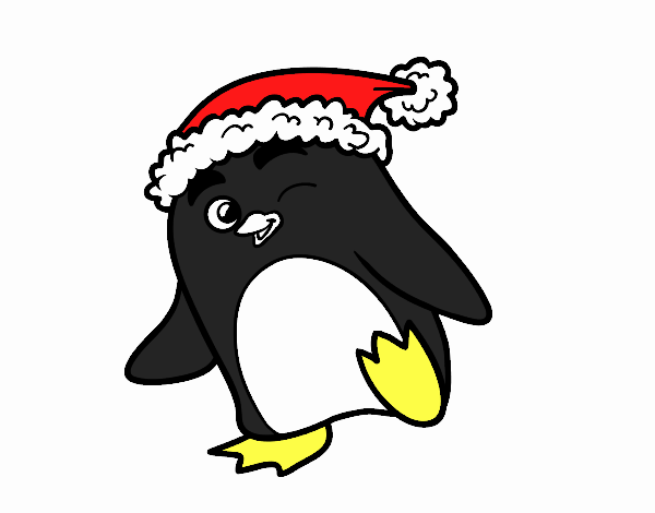 Pingüino con gorro de Navidad