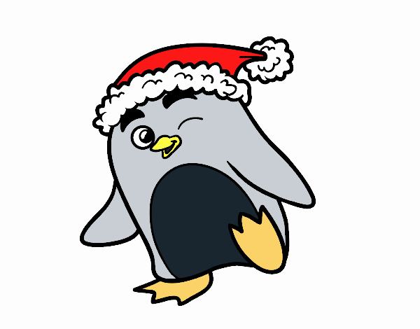 Pingüino con gorro de Navidad