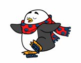 Pingüino patinando sobre hielo