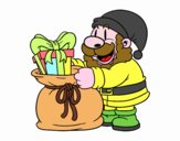 Santa Claus ofreciendo regalos