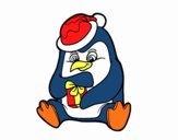 Un pingüino con regalo de Navidad