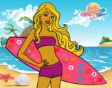 Barbie con tabla de surf