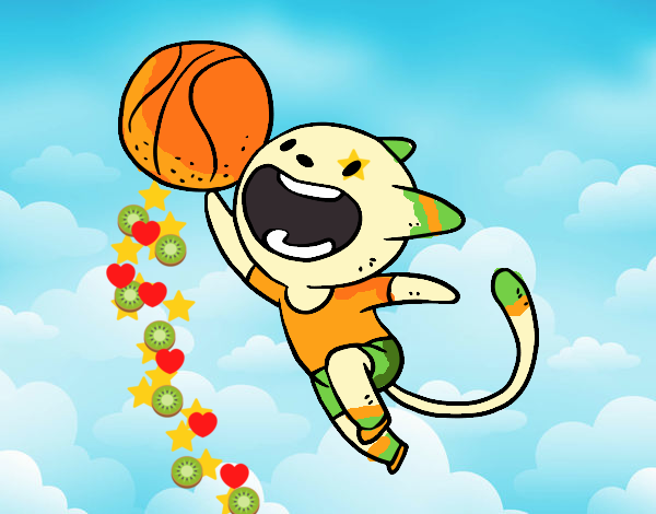 Gato jugando a baloncesto