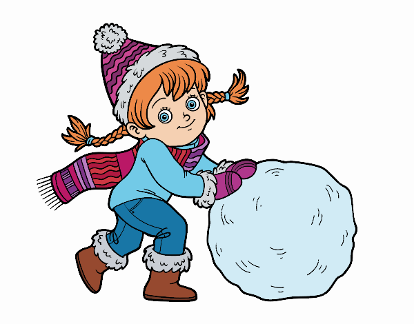 Niña con gran bola de nieve