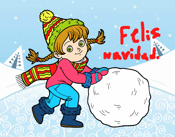 Niña con gran bola de nieve