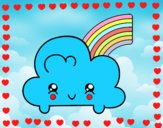 Nube con arco iris kawaii