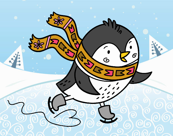 pinguino patinando sobre hielo 