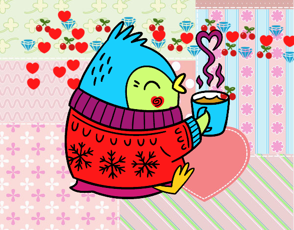 Pajarito tomando un té