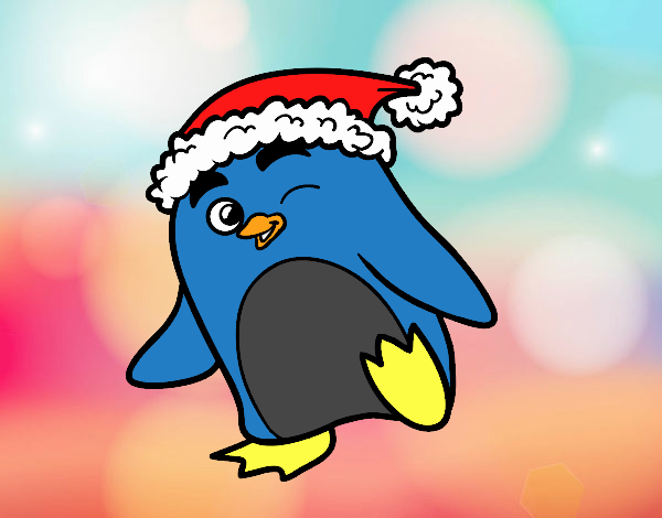 Pingüino con gorro de Navidad