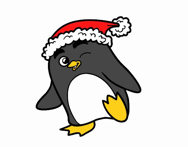 Pingüino con gorro de Navidad