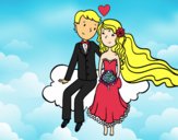 Recién casados en una nube