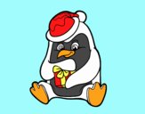 Un pingüino con regalo de Navidad