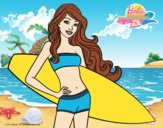 Barbie con tabla de surf