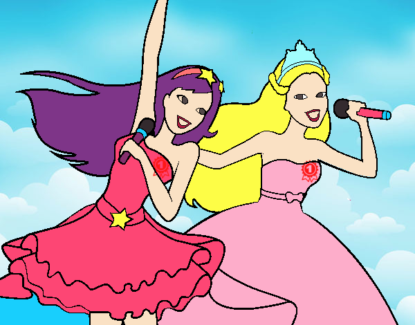 Barbie y la princesa cantando