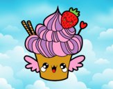 Cupcake kawaii con fresa